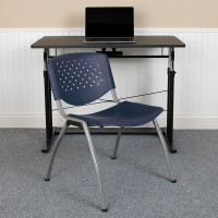 Flash Furniture RUT-F01A-NY-GG HERCULES Series 880 lb. Capacity Navy Plastic Stack Chair with Titanium Gray Powder Coated Frame